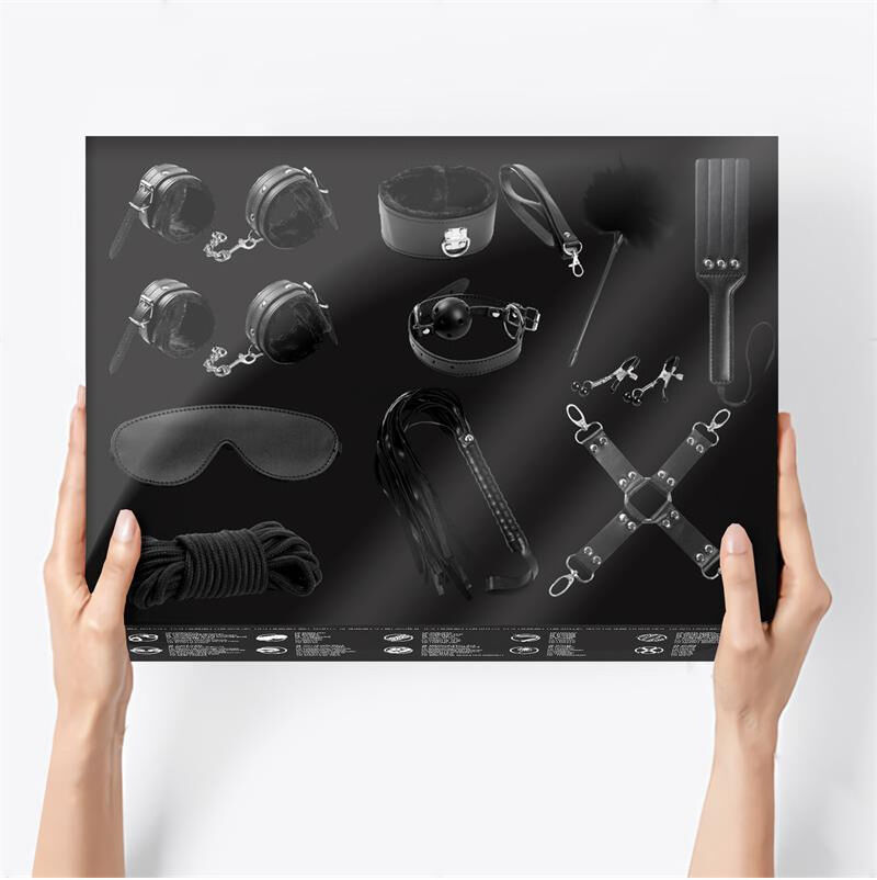 INTOYOU BDSM LINE Set bondage complet 11 pièces noir pour jeux BDSM