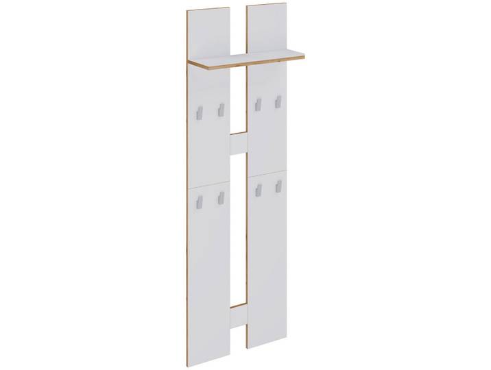 Mid.you Wandgarderobe, Weiss, Honigeiche, Holzwerkstoff, 57x170x20 cm, Hutablage, Garderobe, Garderobenpaneele, Wandgarderobe