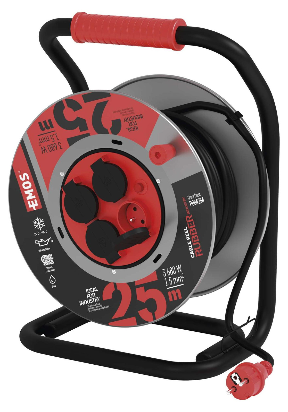 Emos P084254 stopcontact met 4 AC-uitgangen, type F, 230 V, 3000 W