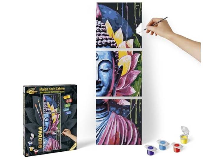 Schipper 609470916 Malen nach Zahlen, Buddha - Bilder malen für Erwachsene, inklusive Pinsel und Acrylfarben, 40 x 120 cm