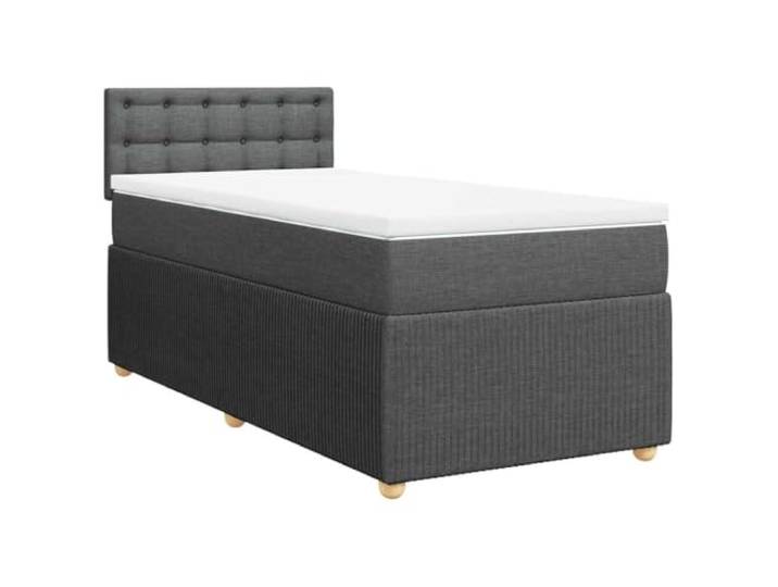 PUGYNBK Boxspringbett, 80 x 200 cm, mit Federkernmatratze Dunkelgrauer Polyesterstoff, waschbarer Matratzenschoner, Lattenrost, atmungsaktive Unterstützung