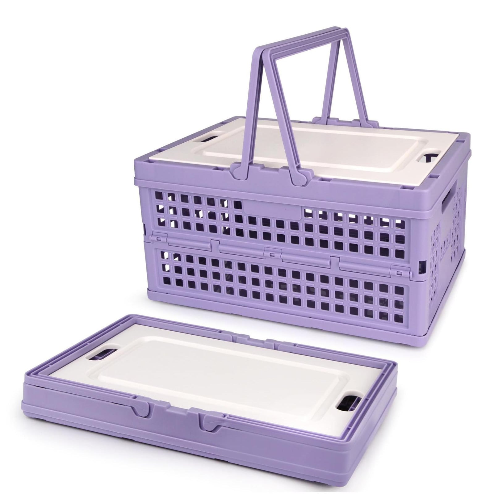 Dripio Opvouwbare opbergbox met deksel en handvatten, solid, set van 2