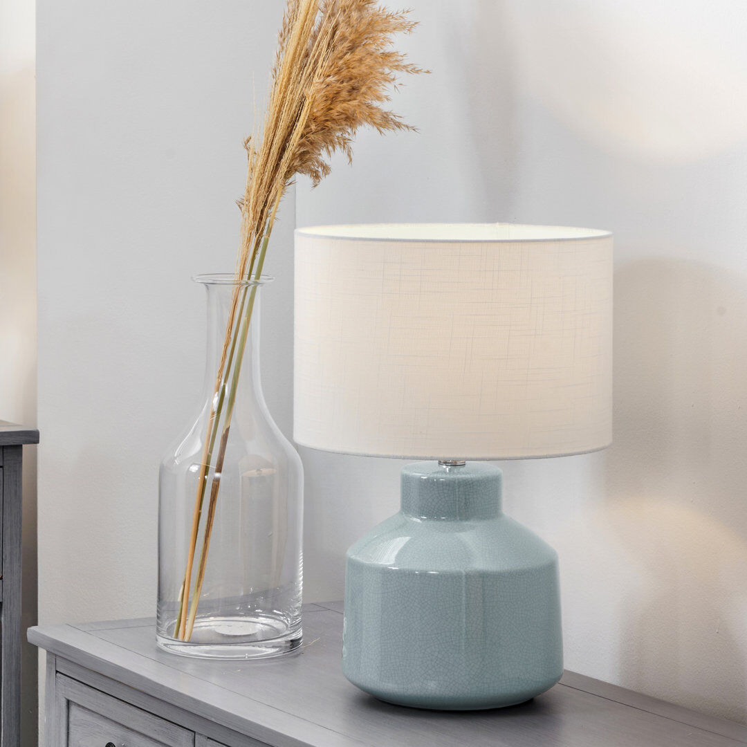 17 Stories Jussi Ceramic Bedside Blue 44.5cm H X 30cm W X 30cm D