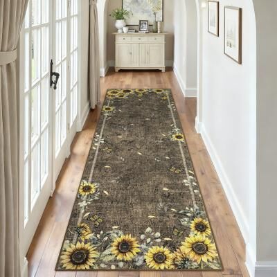 Garvee Sunflower Butterfly Pattern Area Rug