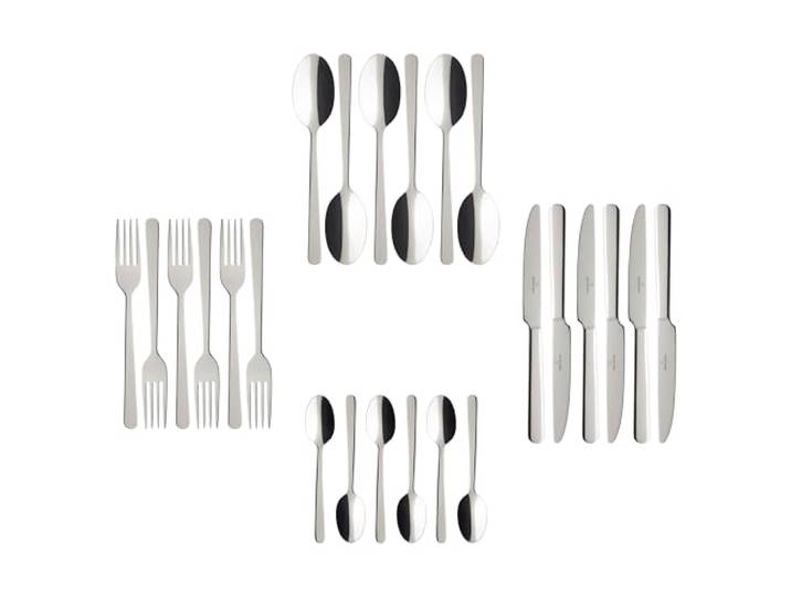 Villeroy & Boch - Louis Tafelbesteck 24 teilig für 6 Personen Spülmaschinenfest, Rostfrei, Besteck Set, Essbesteck Set, Besteckset, Cutlery Set, Messer, Gabel, Löffel, Edelstahl