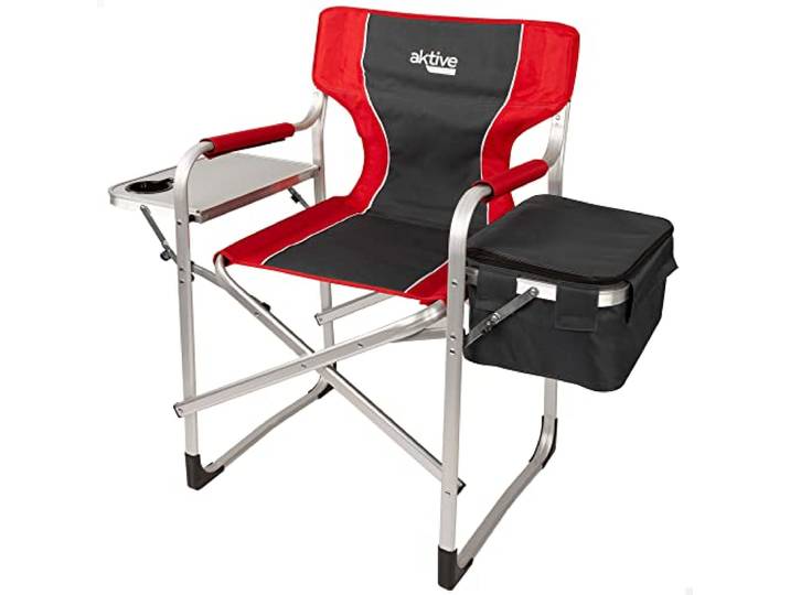 Aktive 63000 - Tragbarer Camping-Klappstuhl mit Flaschenhalter und Thermotasche Klappbarer Campingstuhl 61x52x92cm Stark und leicht Klappbarer Regiestuhl mit Kippschutz