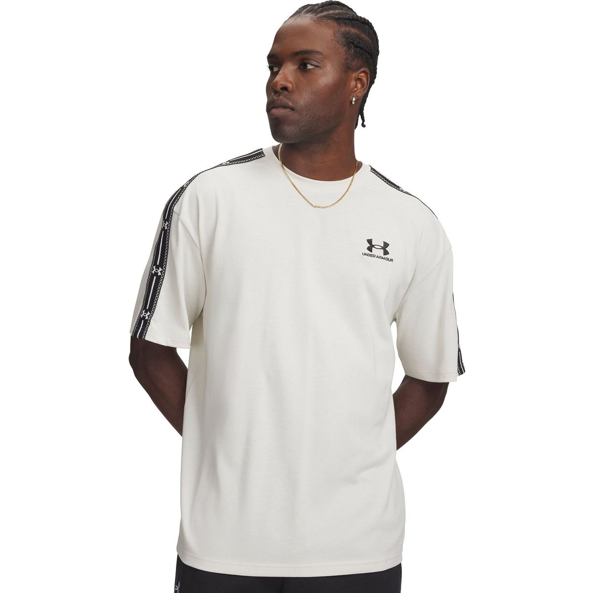 Under Armour Icon HWT Tee Taped white black (110) M 6013401-110-MD