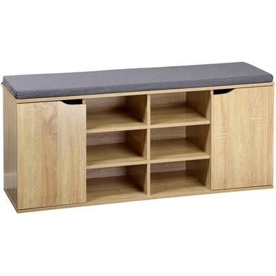 Schuhschrank KESPER "Schuhschrank mit Sitzkissen, 2 Türen, FSC", braun (natur), B:103cm H:48cm T:30,5cm, FSC-zertifizierter Holzwerkstoff, Schränke, Schuhschrank