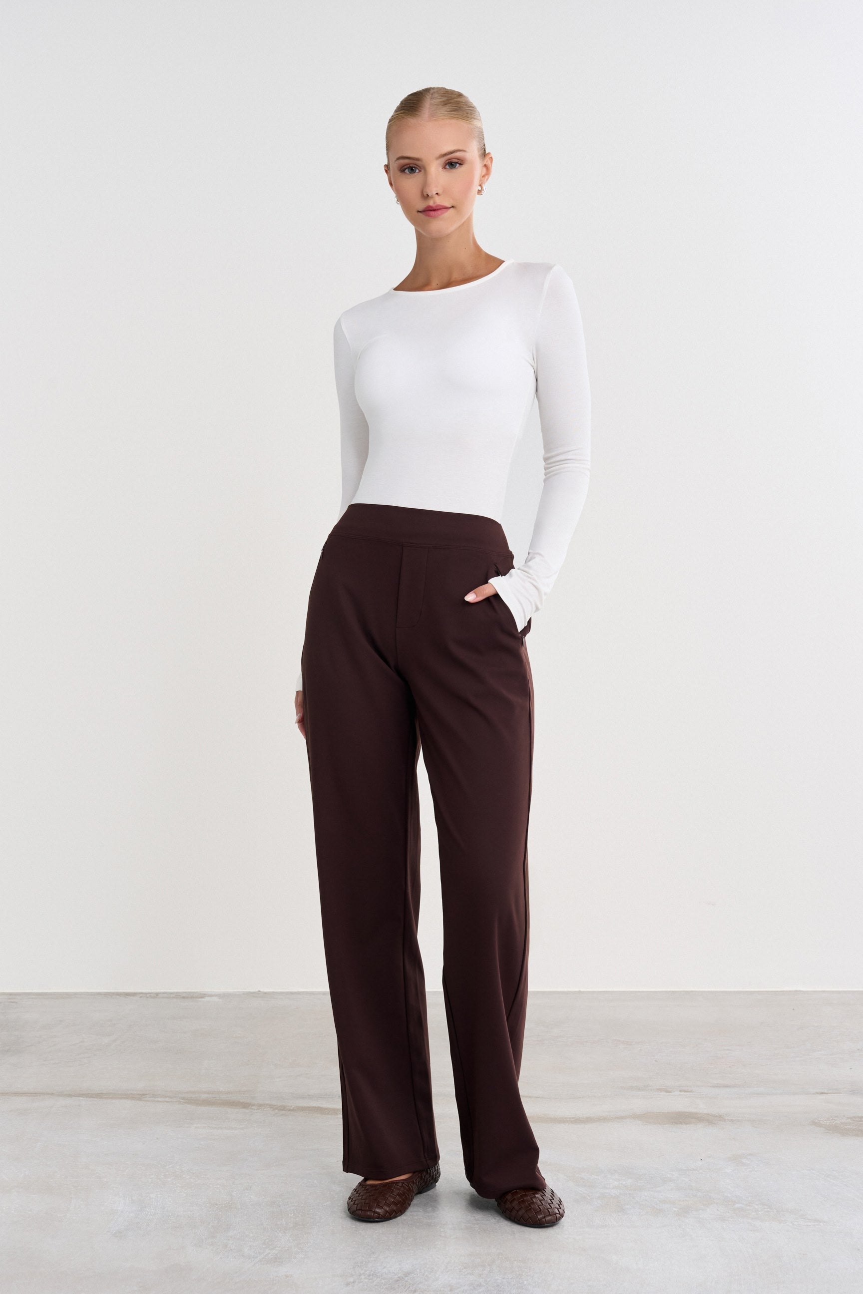 FAMME Tailored Relaxed Pants Brown XL