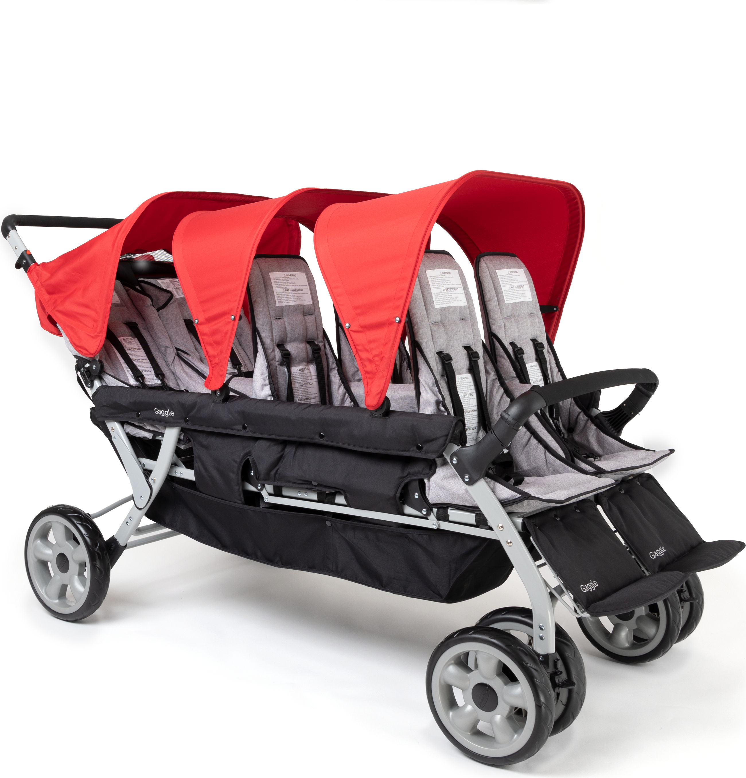 GAGGLE Jamboree Kinderwagen für 6 Kinder | Buggy faltbar mit Sonnenschutz in Rot | 6er Kinderbuggy klappbar für Kinder von 6 Monaten bis 4 Jahre