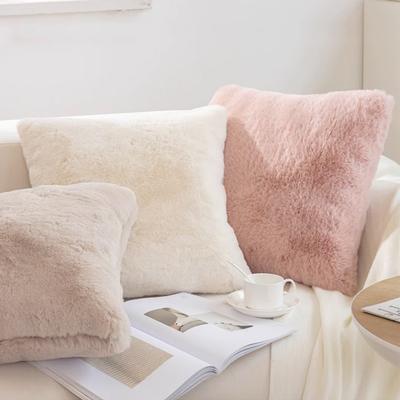 DynamicDeals Luxury Faux Fur Pillow Cover Ultra Soft Plush Cushion Case For Sofa, Bed & Cozy Home Decor grey 17.72 Inches