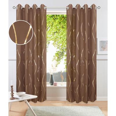 Gardine OTTO HOME "Quinnton", braun (braun, goldfarben), B:140cm H:245cm, Polyester, Polyester, Gardinen, Gardine, Metallic-Akzente, Gardine, mittelleichter Stoff, halbtransparent