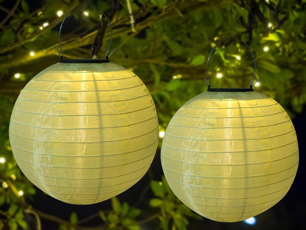 Merkloze Solar LED Lampion Tuinlantaarn - Beige - 25 cm