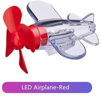 Discount Dollar Deals Wind Powered LED Airplane Ornament For Motorcycles, Handbar Car Rearview Mirror, Rotating LED Lights Decoration red
