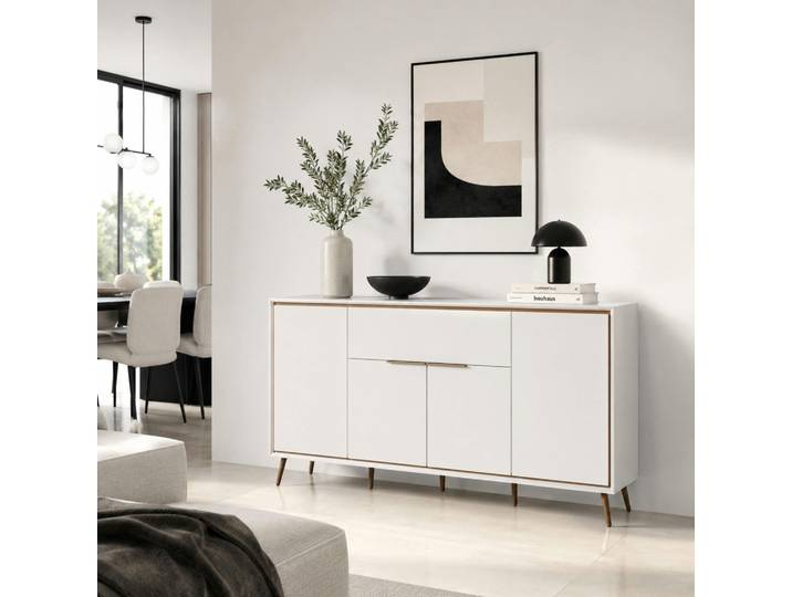 Buffet Blanc Moderne 4 Portes 1 Tiroir Avio