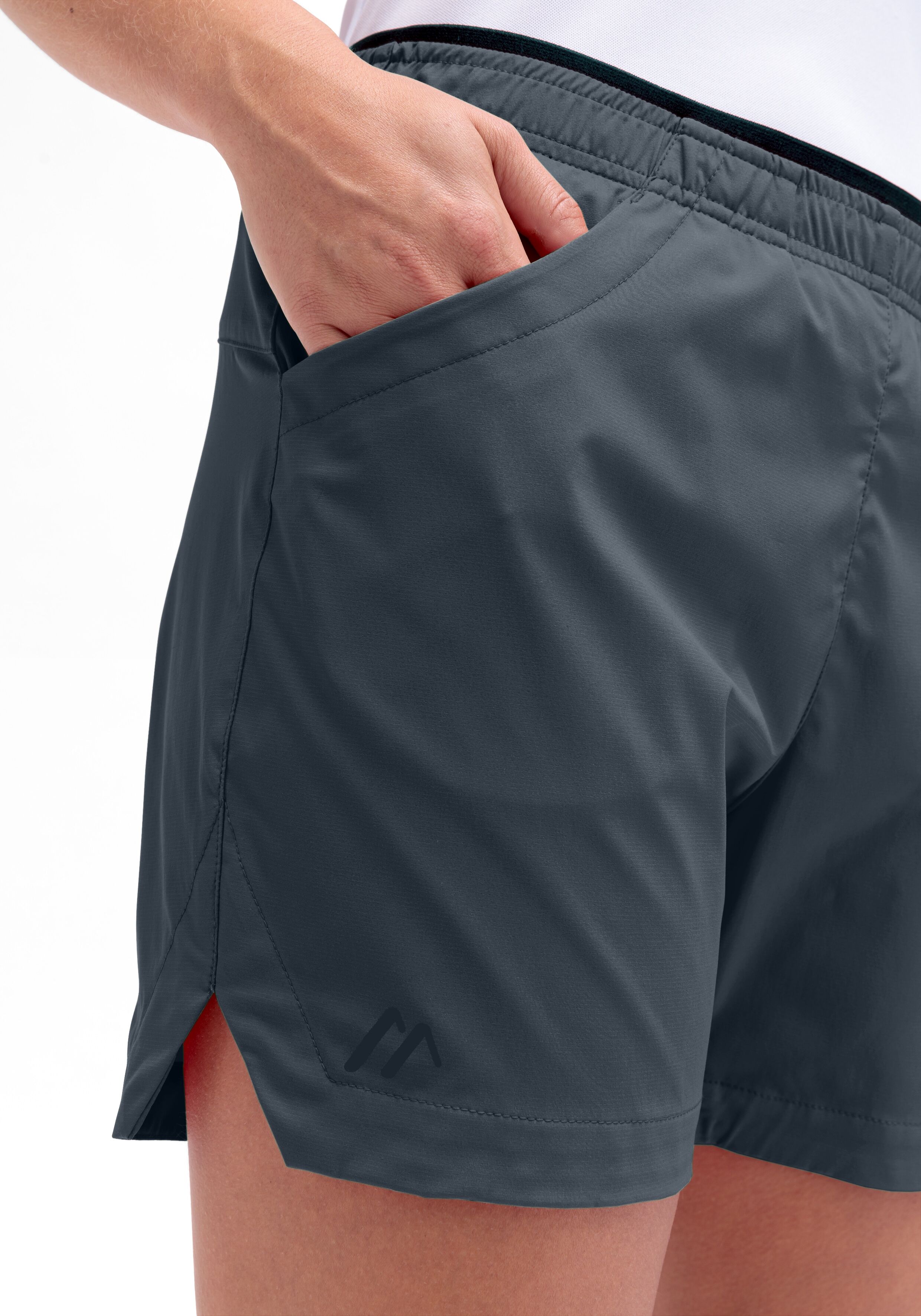 Outdoorhose MAIER SPORTS "Fort Shorts W", Damen, Gr. 44, Normalgrössen, grau, 100% Polyester, Hosen Outdoorhose, kurze Hose Damen, luftige Wanderhose, leichte Outdoorhose, Reg Fit grau 44, Normalgrössen