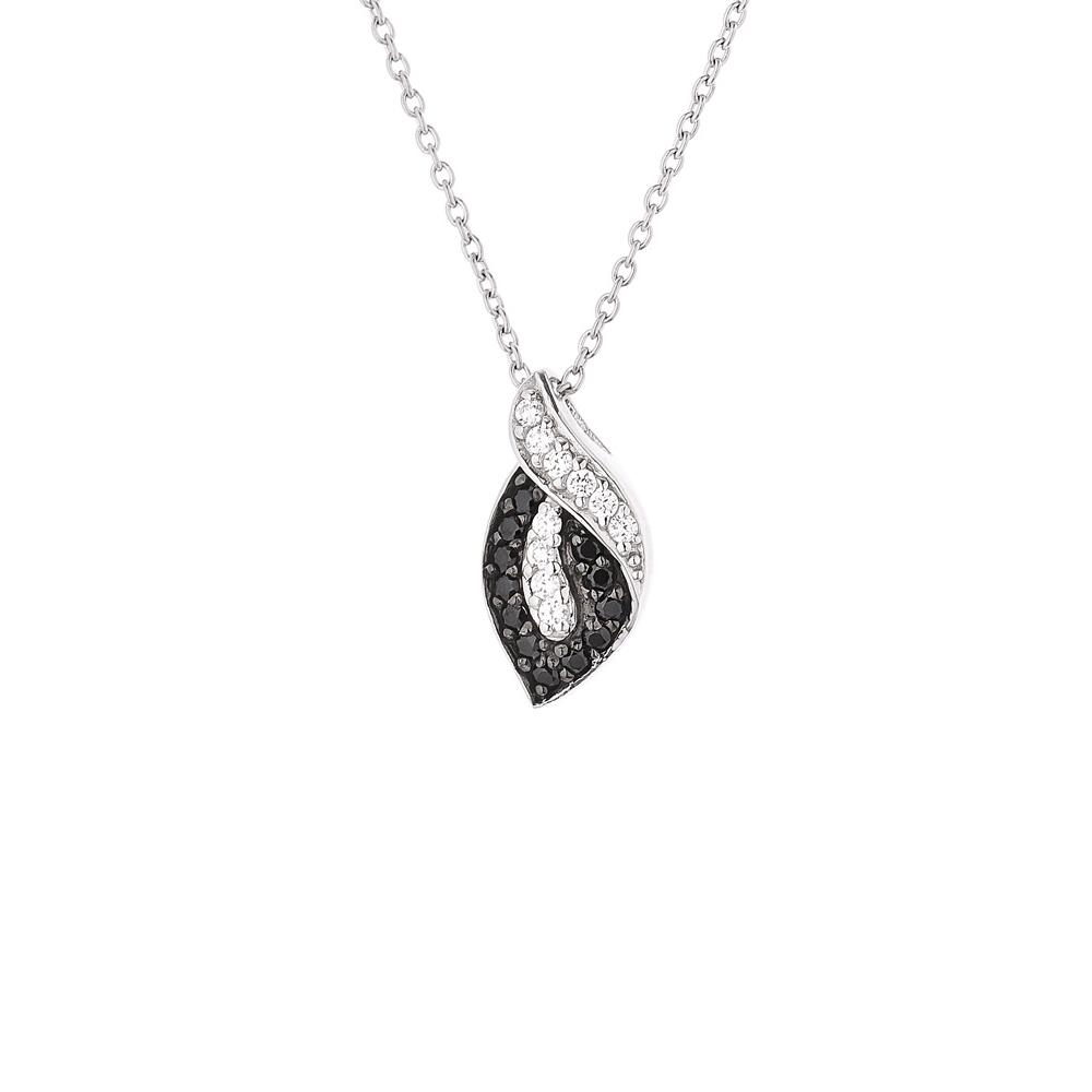 Zwart en wit zirkoniumoxide vlam ketting 925