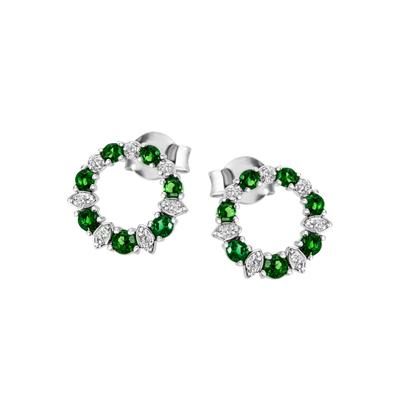 Paar Ohrstecker FIRETTI "Schmuck Geschenk Silber 925 Ohrschmuck", grün (silberfarben, grün, kristallweiß, grün, kristallweiß), Ohrringe, Damen, 11,2mm, Silber 925 (Sterlingsilber), mit Zirkonia (synth.)