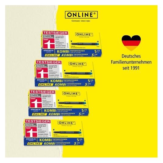 Online 20x Kombi-Tintenpatronen blau, 20 Stück (Universal-Patronen, kompatibel mit allen gängige (Blau, 20 Stk.) (17026)