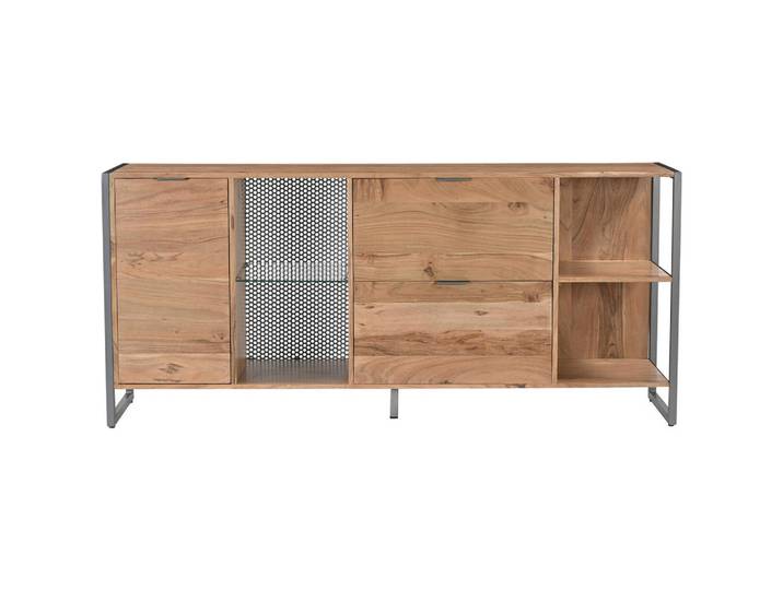 Livetastic Sideboard Coswig, Natur, Metall, Akazie, 4 Fächer, 178x80x40 cm, Holzmöbel, Kleinmöbel Holz, Holzkommoden, Sideboards Holz