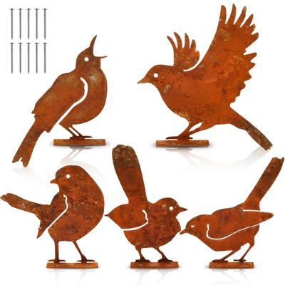 Uplift Treasures Rustic Metal Bird Garden Stake Set 5pcs B