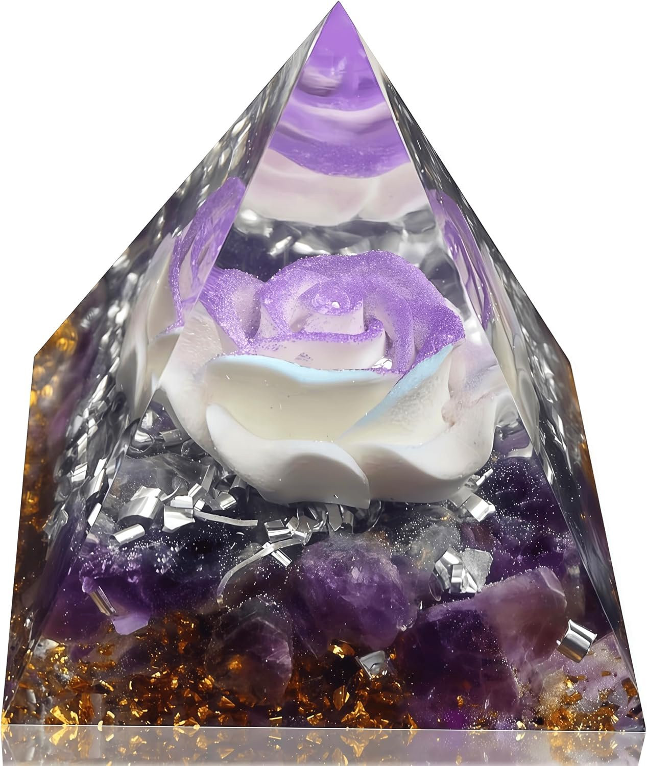 Paarse amethist kristallen piramide van 60 mm voor meditatie en tafeldecoratie