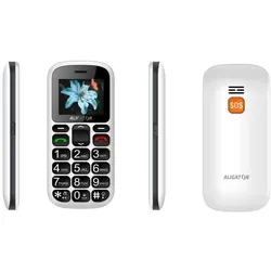 Aligator A321 Senior Grey, White Senior phone (1.80"), Tastenhandy, Weiss, Grau