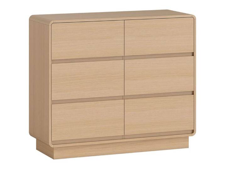 YWJ Buffet de 100 cm armoire à buffet avec 6 tiroirs commode pour cuisine salon salle à manger bois naturel