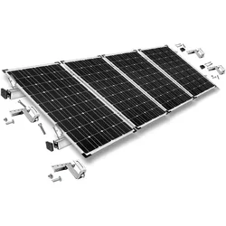 Befestigungskit mit Dachhaken 3-fach verstellbar (für Dachziegel) für Schrägdachmontage 4 Solarpanels Rahmenhöhe 35mm