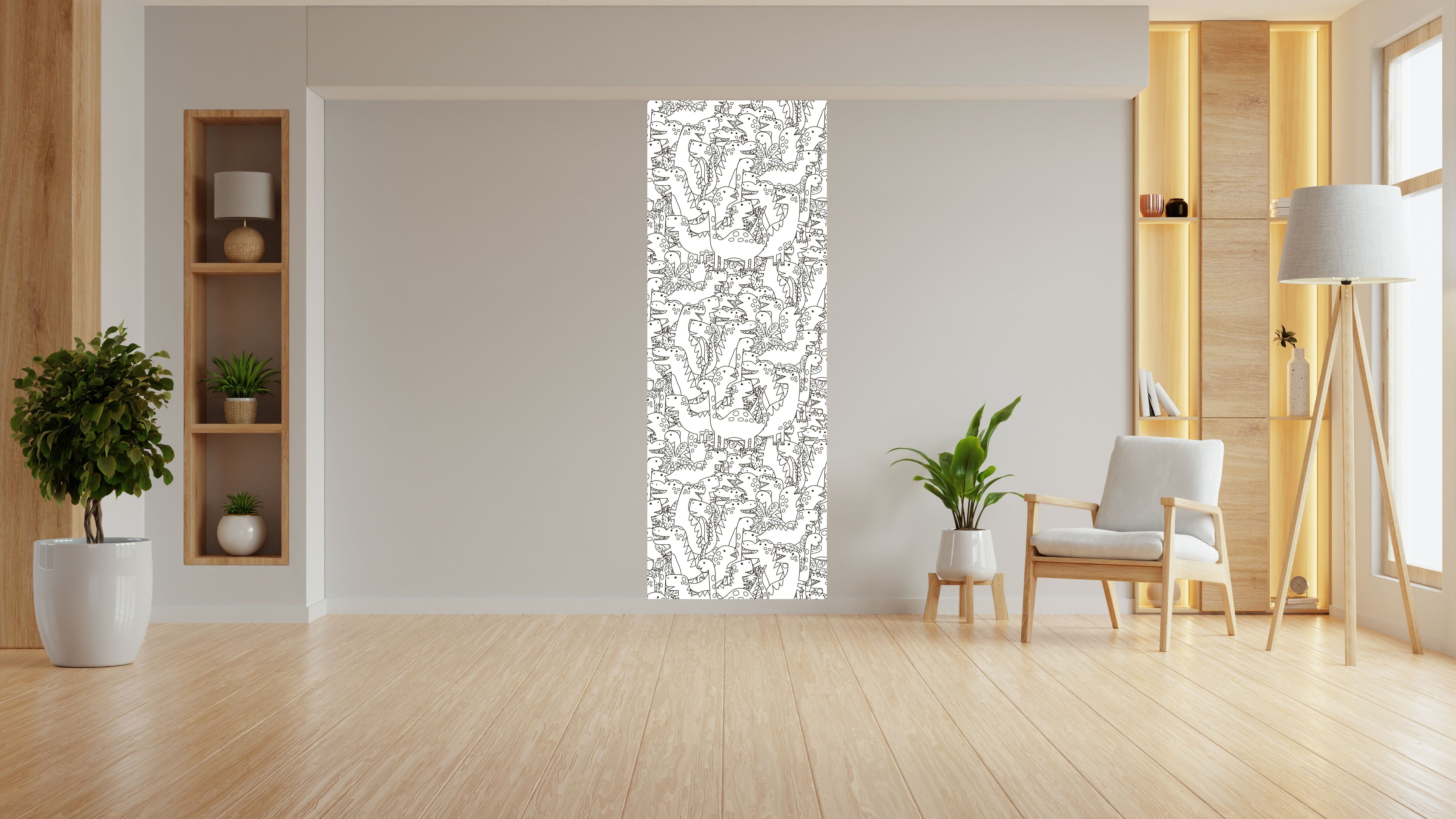 Wandsticker QUEENCE "Dinosaurier", weiß, B:90cm H:250cm, Vinyl, Wandtattoos, Wandsticker, DIY-Wandsticker zum Bemalen