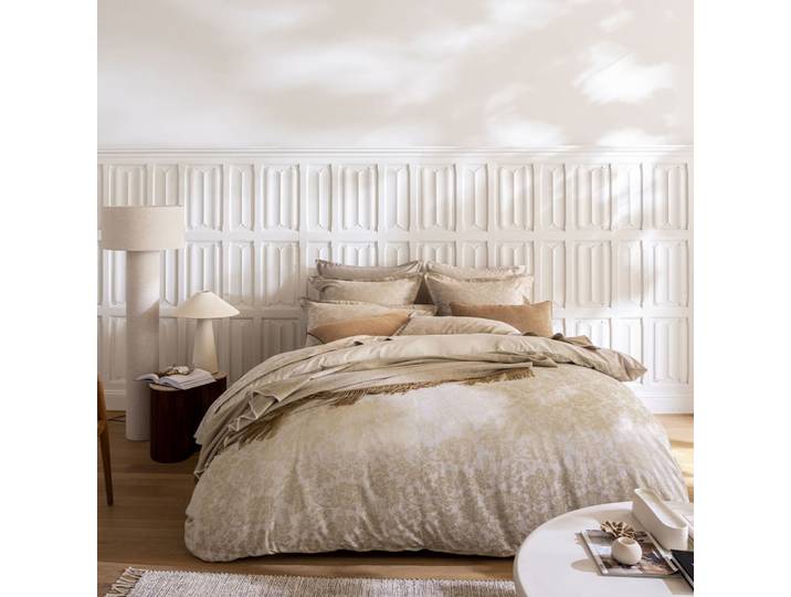 Housse de couette en jacquard de coton beige 260x240