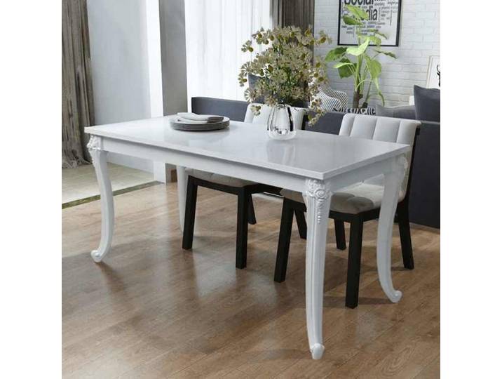 SALE 2026  Table de cuisine style minimaliste Blanc - Table à manger 116x66x76cm blanc brillant 5233554921369