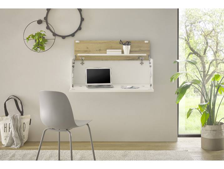 Wandsekretär HOME AFFAIRE CiTY/GiRON , weiss (weiß), B:100cm H:35cm T:30cm, Sekretäre, Wandsekretär, zeitlos modern, wohnliches Home Office, Breite 100 cm
