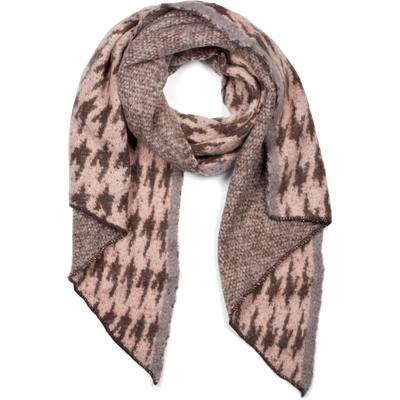 XXL-Schal STYLEBREAKER "Asymmetrischer Web Schal mit Pepita Hahnentritt Muster", Damen, rosa (rose, grau), Obermaterial: 80% Viskose CV. 20% Wolle WO., Modisch, Modetücher