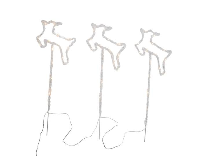 Ensemble de 3 projecteurs de Noël Cerf blanc avec LED et