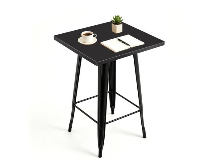 SUPFINE Table de Bar Style Industriel Table Haute Carrée 60 × 60 × 108 cm pour Cuisine Restaurant Bar Bistrot Noir