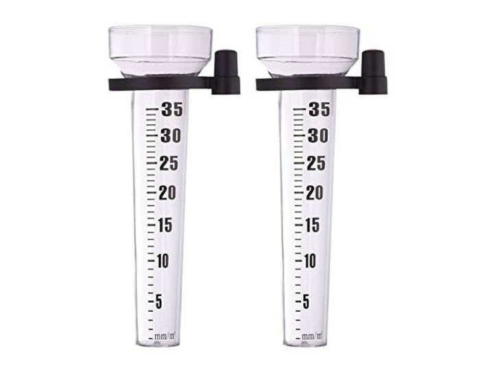 Relaxdays Lot de 2 pluviomètres\, à Fixation\, Compteur pour Le Jardin\, Gros Affichage\, 35 mm/m²\, Plastique\, Transparent