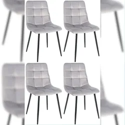 Décoshop26 - Set aus 4 modernen und bequemen Esszimmerstühlen in grauem Samtstoff und schwarzem Metall 10_0001785