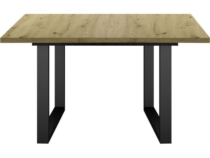 Esstisch MÄUSBACHER Lino , braun (schwarz feinstruktur, asteiche, schwarz feinstruktur, produkt fällt nicht unter das elektrog.), H:73cm T:90cm, Tische, Esstisch, Metallgestell in U-Form, ausziehbar 160 auf 210 cm