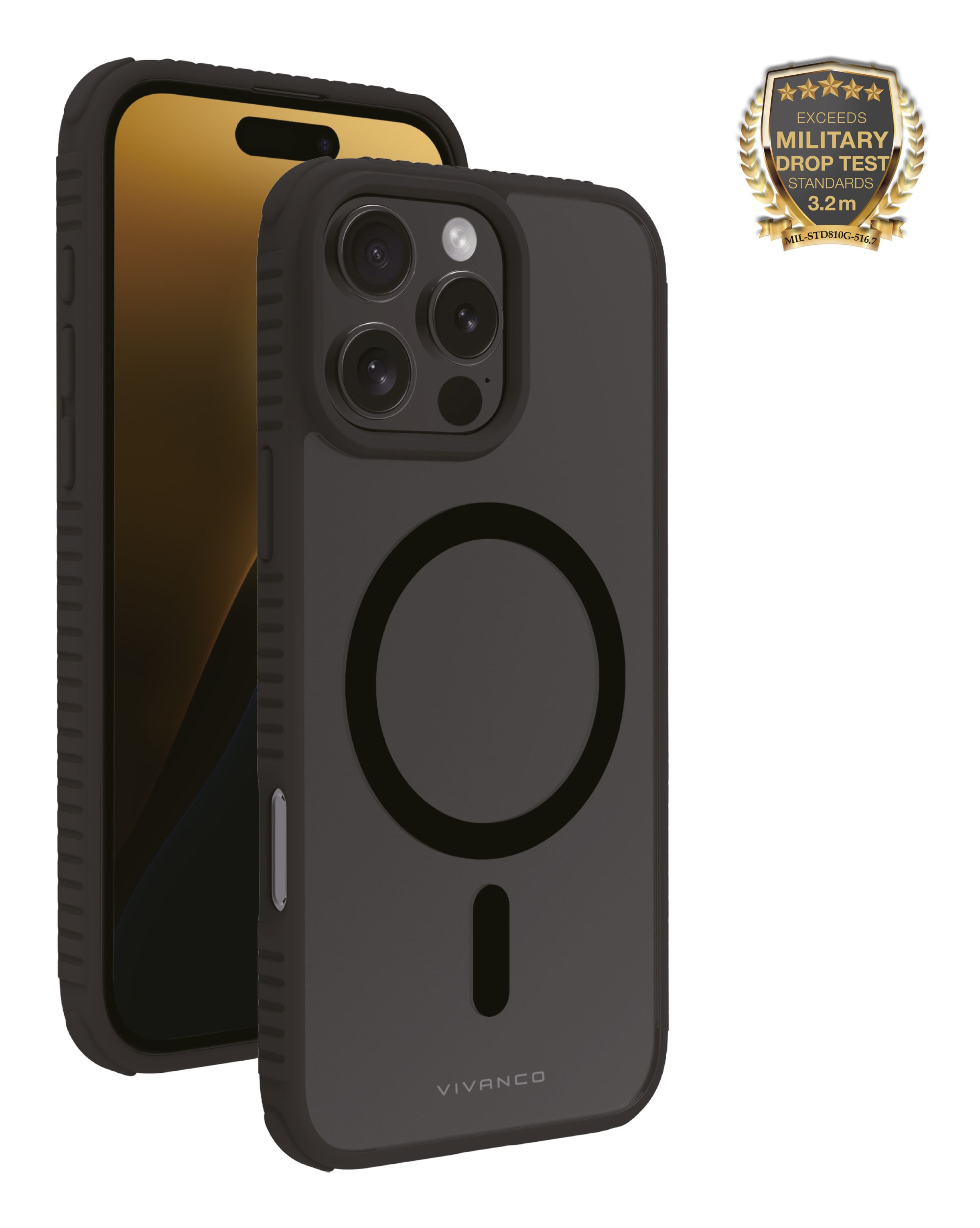Vivanco Cover für Apple iPhone 16 Pro Max (Schwarz/Durchscheinend) Mag Solid Elite 64243