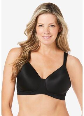 Plus Size Women's Brigitte Seamless Wireless T-shirt Bra 5042 by Leading Lady in Black (Size 46 B)