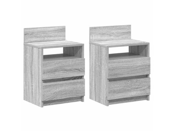 Tmriohed 2er Set Nachttische mit 2 Schubladen Grau Sonoma 40x33x60 cm Praktische Beistellschränke fürs Schlafzimmer bieten flexiblen Stauraum sowie Griffbereitschaft neben der Schlafstätte.