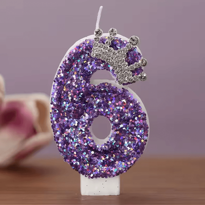 Inspire Curations Princess Crown Number Birthday Candle Number Birthday Candle Purple Princess Cake Candle For Birthdays & Celebrations purple 6