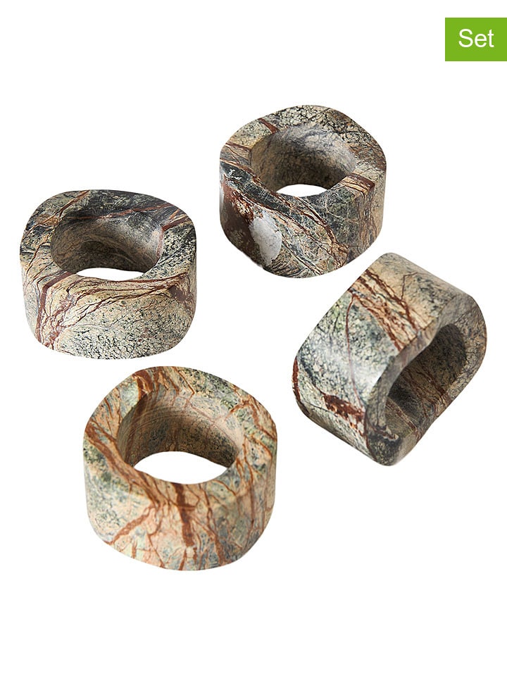 Muubs 4er-Set: Serviettenringe "Vita" in Dunkelgrün - (H)2,6 x Ø 5,5 cm - onesize