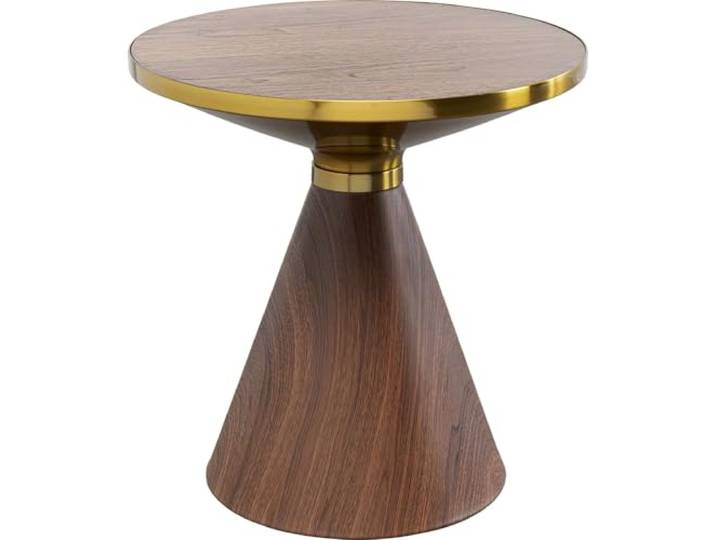 Kare Design Beistelltisch Cono, Braun/Gold, 50cm Durchmesser, Walnuss-Holz, Ablagetisch, Holztisch, Wohnzimmertisch