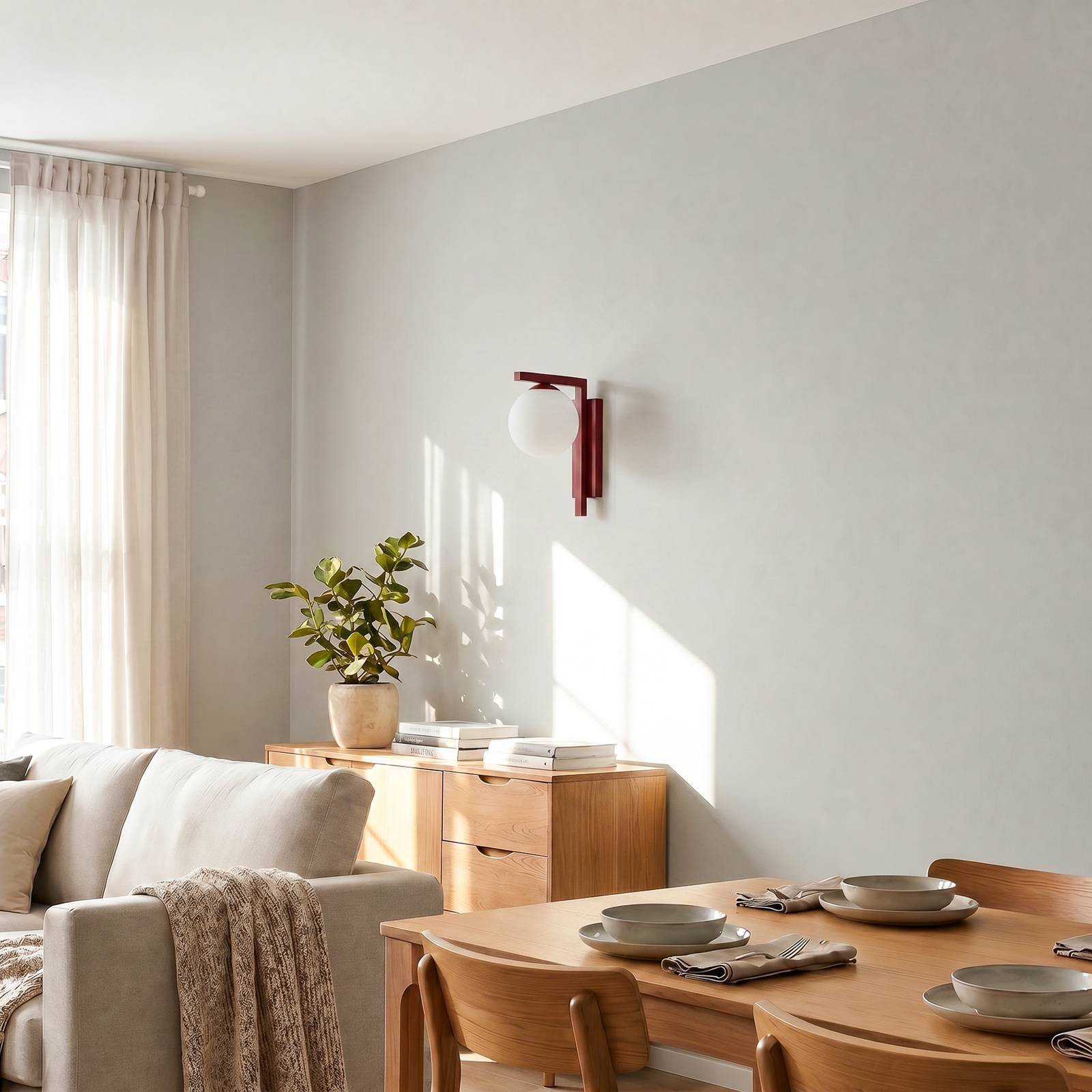 Wandlampe Zac ALDEX, dimmbar, rot, für Wohn- / Esszimmer, Glas, Modern, Wandleuchte, Wandlampe Innen