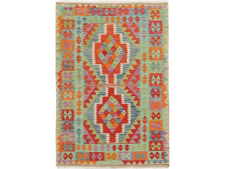 Kelim Afghan Teppich 105x155 Handgewebt Orientteppich Wolle