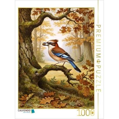CALVENDO Puzzle Eichelhäher als Gemälde | 1000 Teile Lege-Größe 64x48cm Foto-Puzzle für glückliche Stunden