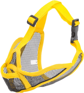 Inspire Curations AirComfort Frenchie Muzzle Breathable Short Snout Dog Muzzle For Safe Outdoor Control yellow xs