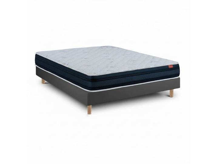 Ensemble Viscoflex et Sommier Noir - Matelas et Lit 90x190 cm
